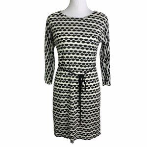 Sandra Darren Black White Lace Long Sleeve Dress